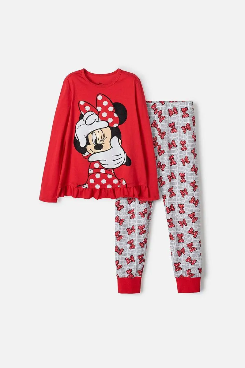 Pijama de Minnie manga larga multicolor para niña