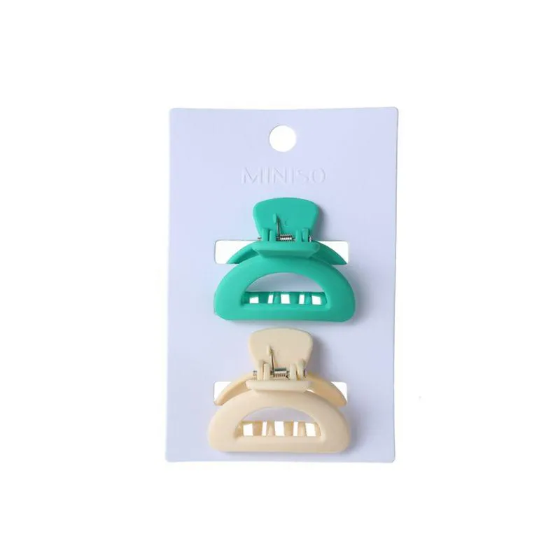 Set de Pinzas para Cabello Semicirculares Miniso 2 Pzas Verde y Beige