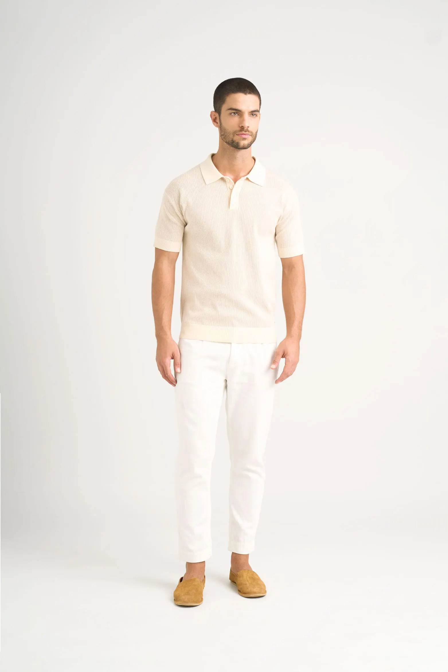 Polo Capri textura bicolor para hombre semi ajustada