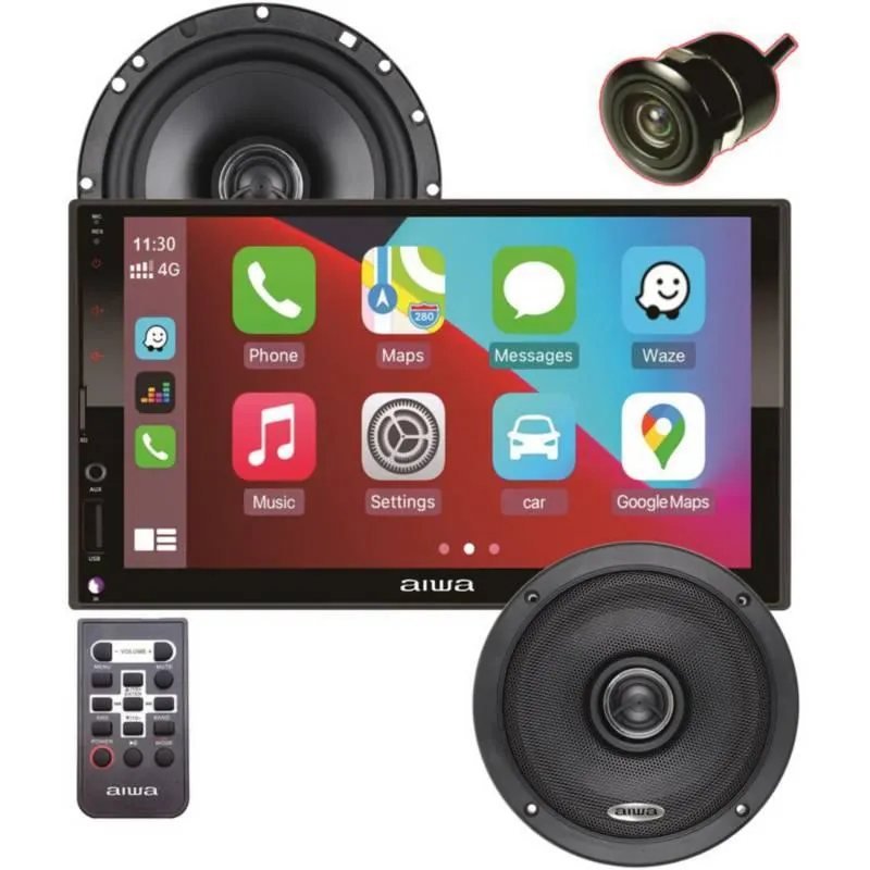 Radio carro aiwa android auto carplay pantalla mirrorlink + parlantes