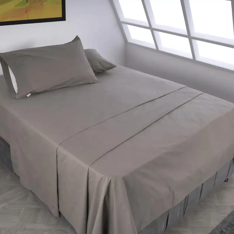 Juego de sábanas algodón 180 hilos unicolor café