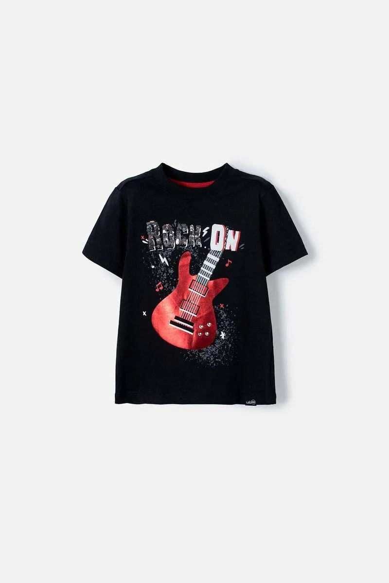 Camiseta de LittleMic Manga corta negra para niño 2T a 5T