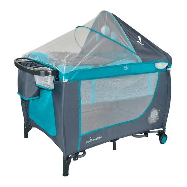 Corral Cuna Mecedora Nápoles Turquesa - Premium Baby