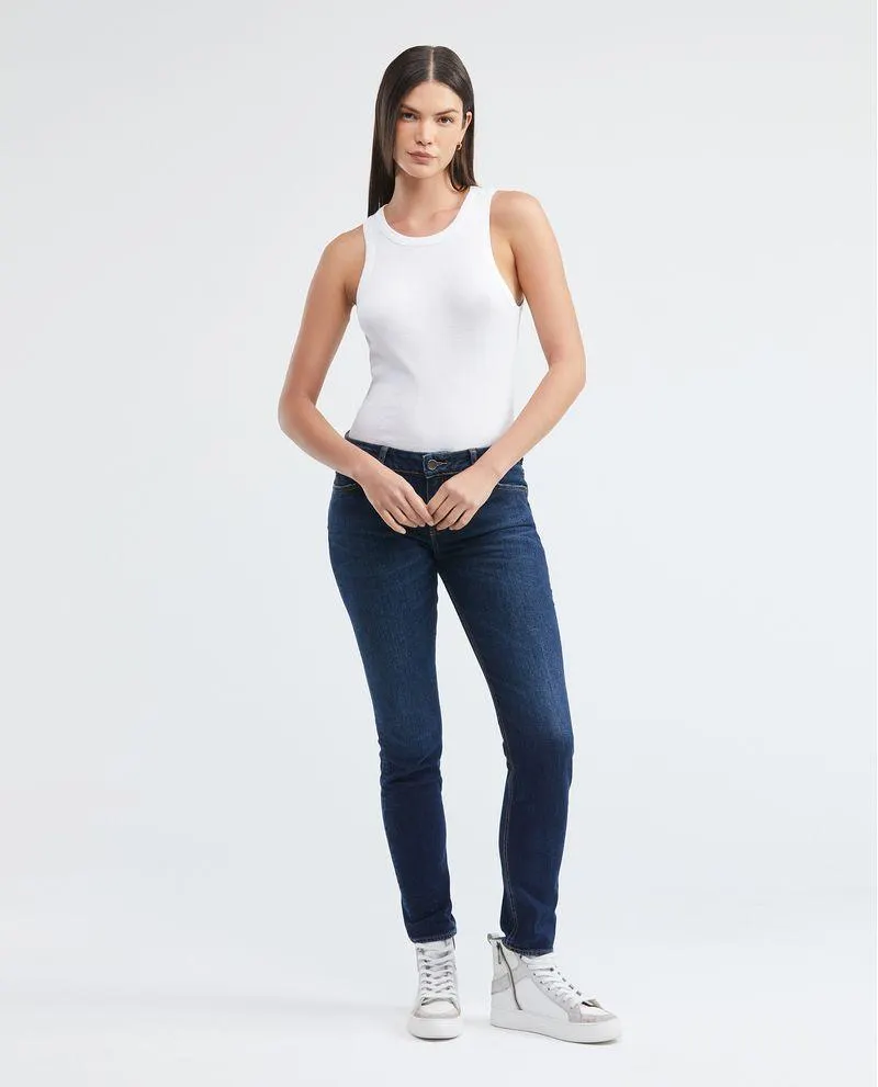 Jean de Mujer Low Rise, Rusty, Bota Skinny - Azul Ultra Oscuro