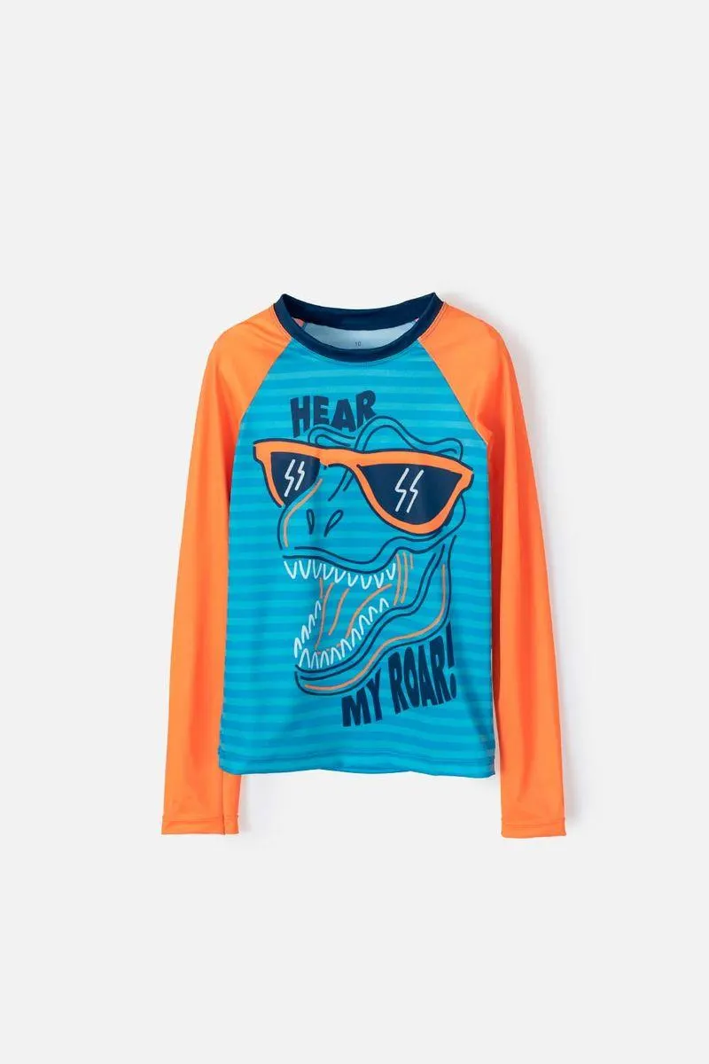 Camiseta de baño Mic azul y naranja manga larga para niño