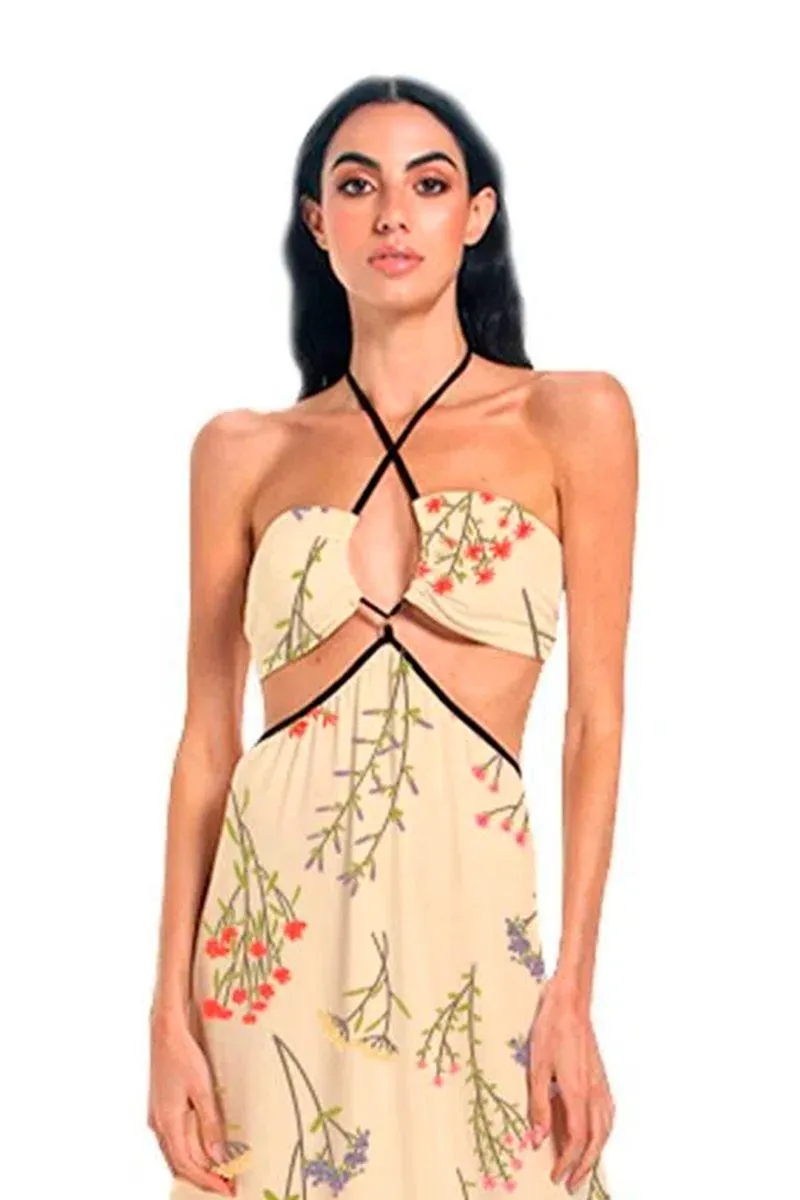 Vestido Largo Estampado Beige para mujer Clematis