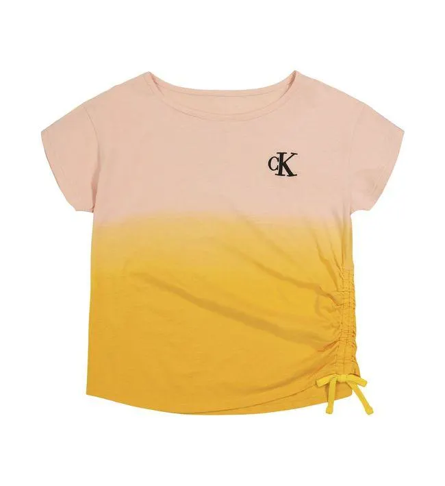 Camiseta Niña Manga Corta Rosado Calvin Klein