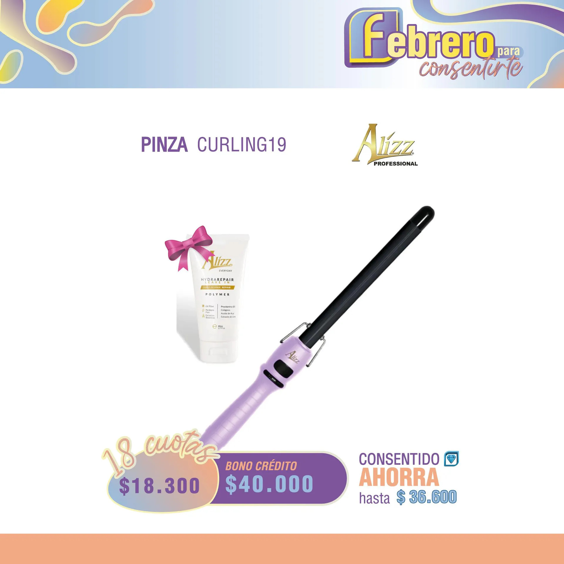 PINZA CURLING 19 + POLÍMERO ALIZZ
