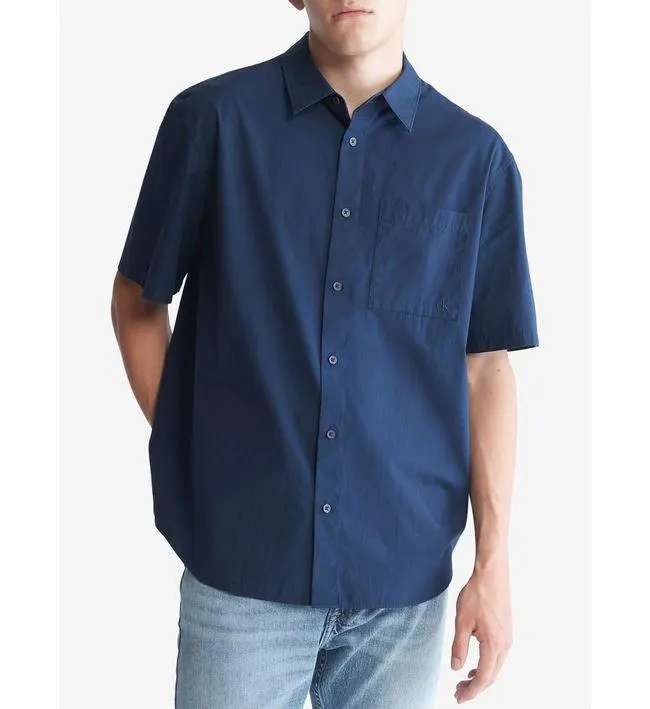 Camisa Negro Manga Corta Sencilla Y Solida Con Logo Homb