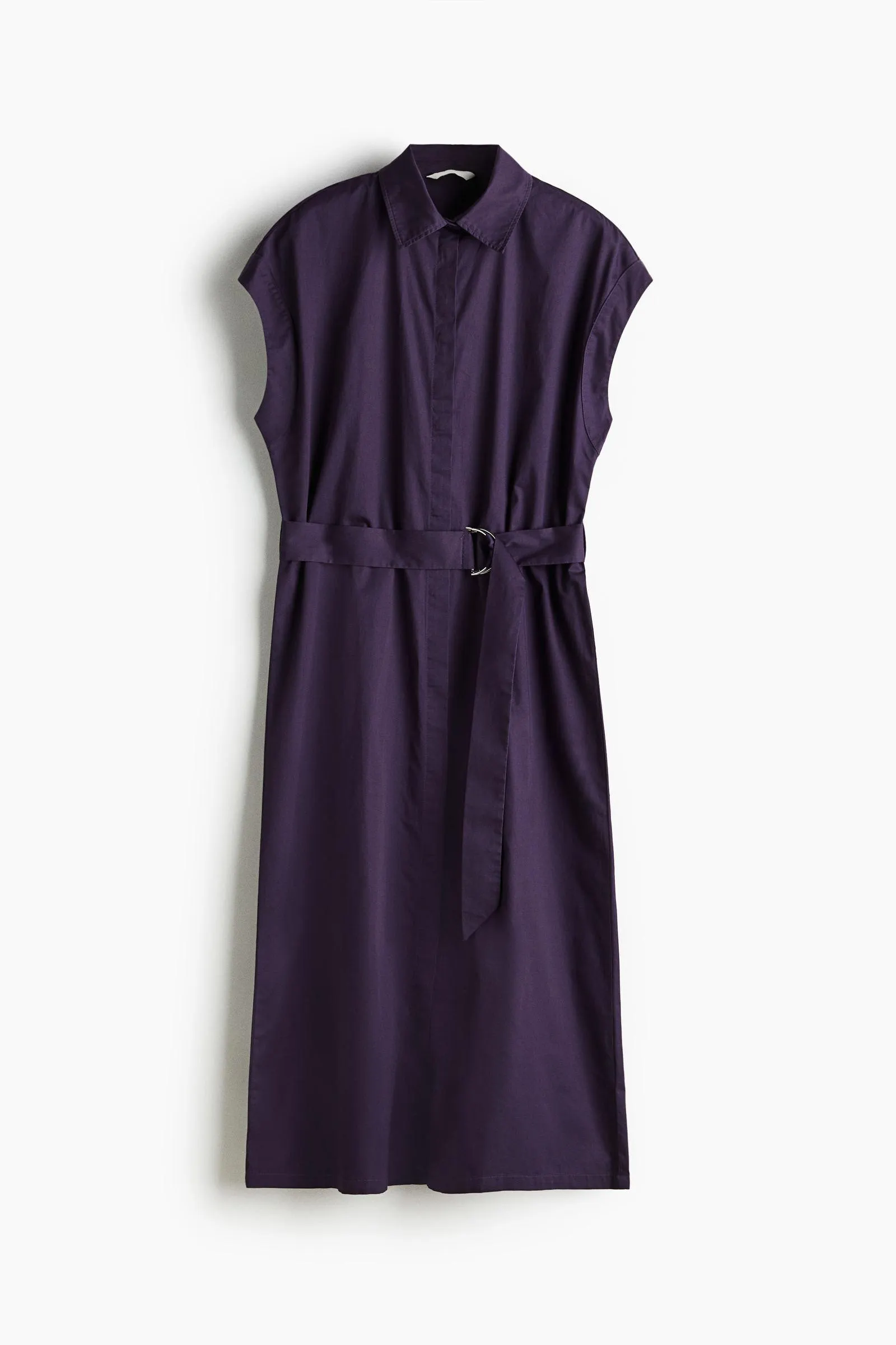 Vestido camisero de popelina con cinturón