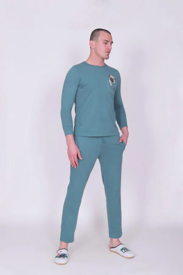 PIJAMA VERANO PUG VERDE ADULTO M/L