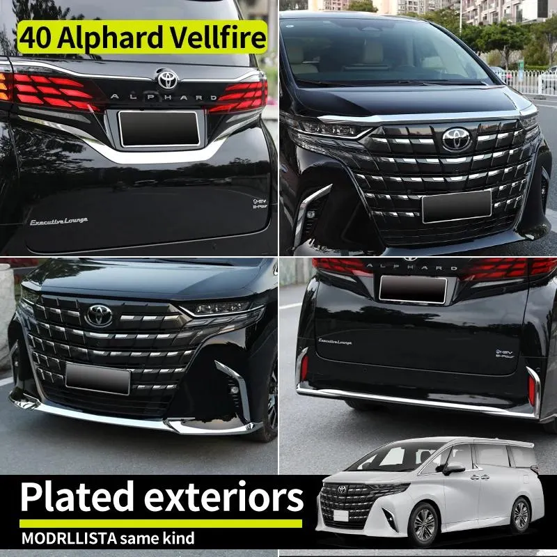 For 2023-2024 Year Alphard Vellfire 40 series accessories Modrllista exterior Bright silver modification decoration sticker