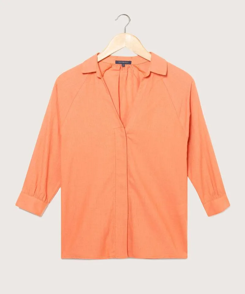 Camisa Manga Tres Cuartos Con Puño Unicolor