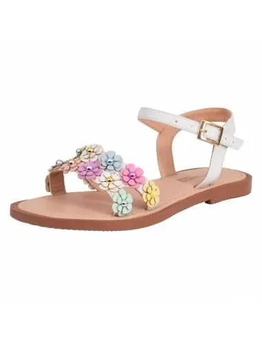 Sandalias planas con diseño de flores para niña