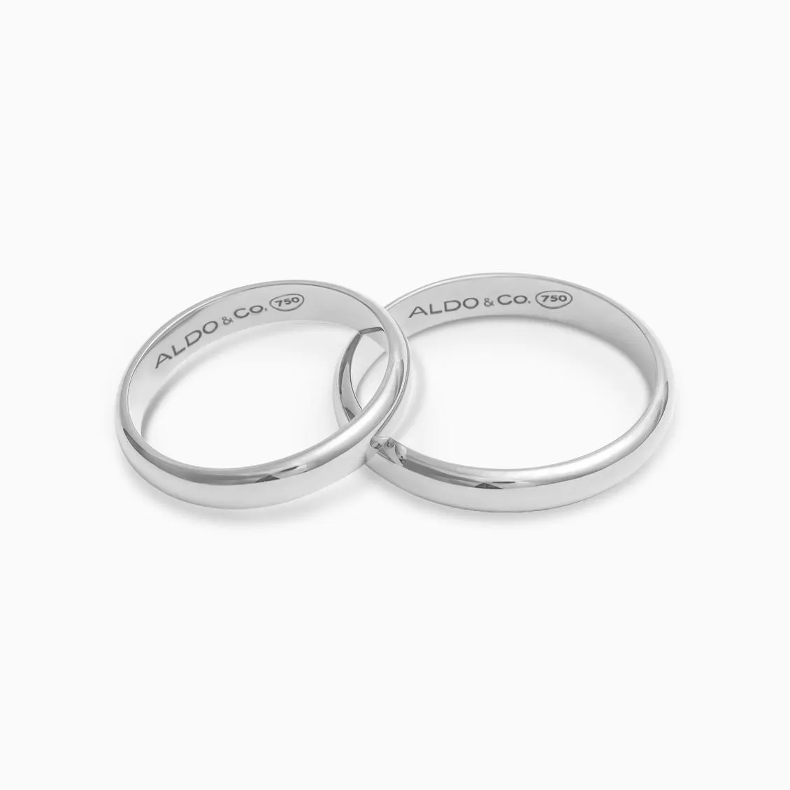 Alianzas matrimoniales en oro blanco de 18K