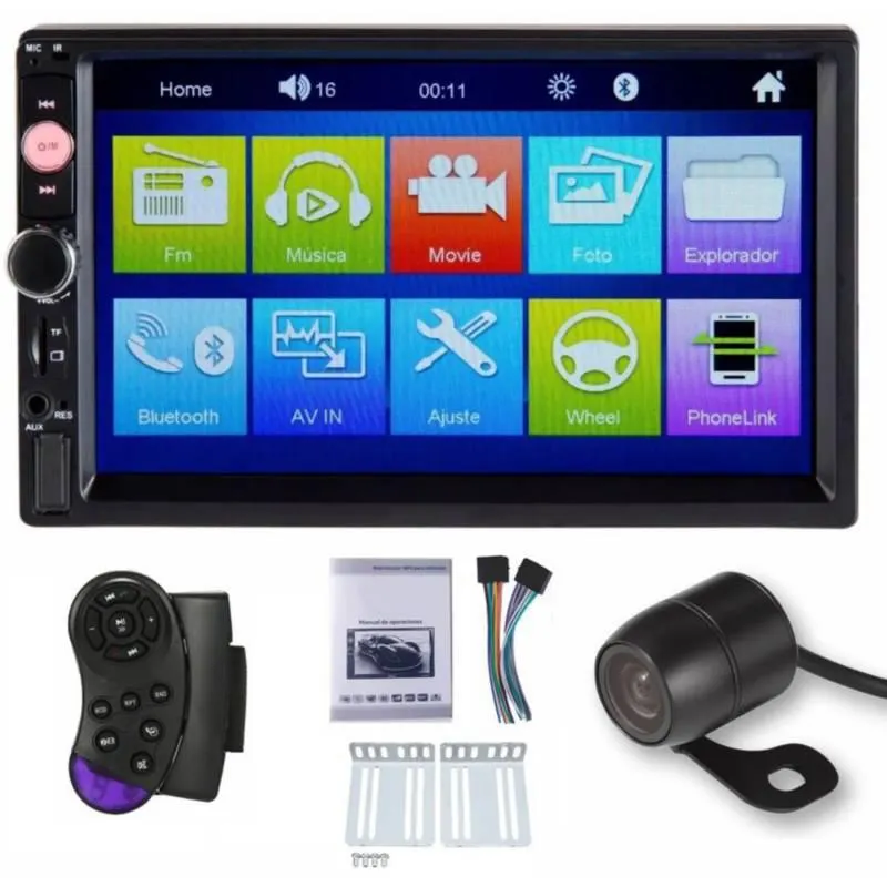 Radio carro pantalla 7 tactil mirrorlink bluetooth usb camara regalo