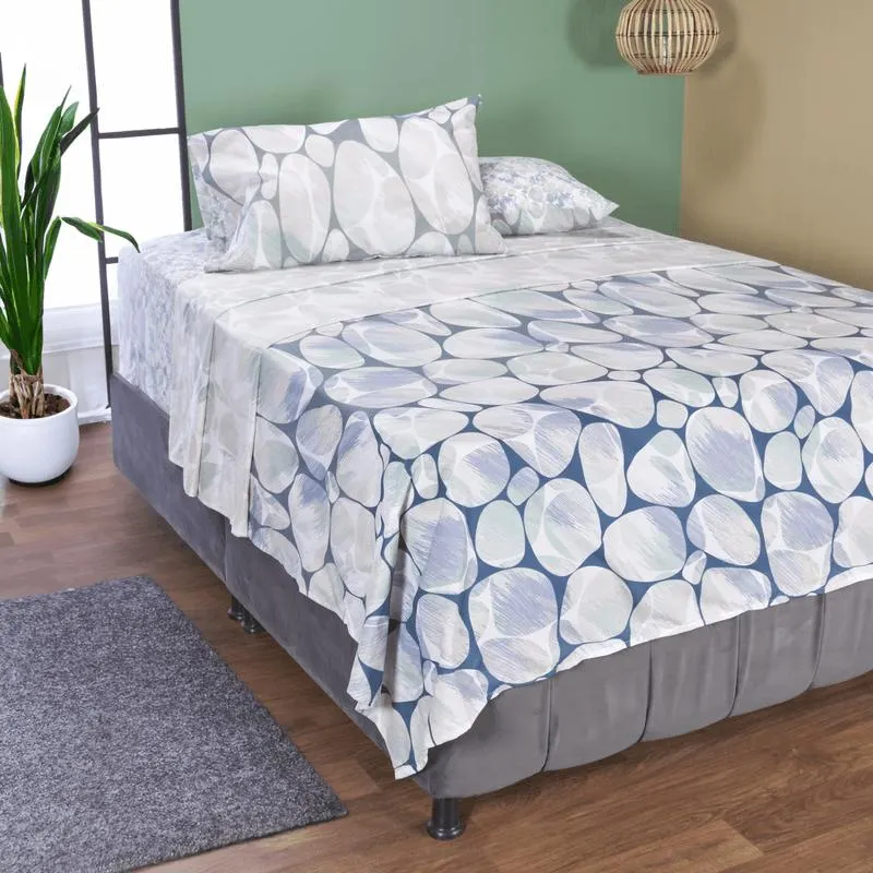 Juego de sábanas en tela 144 hilos estampado minerales