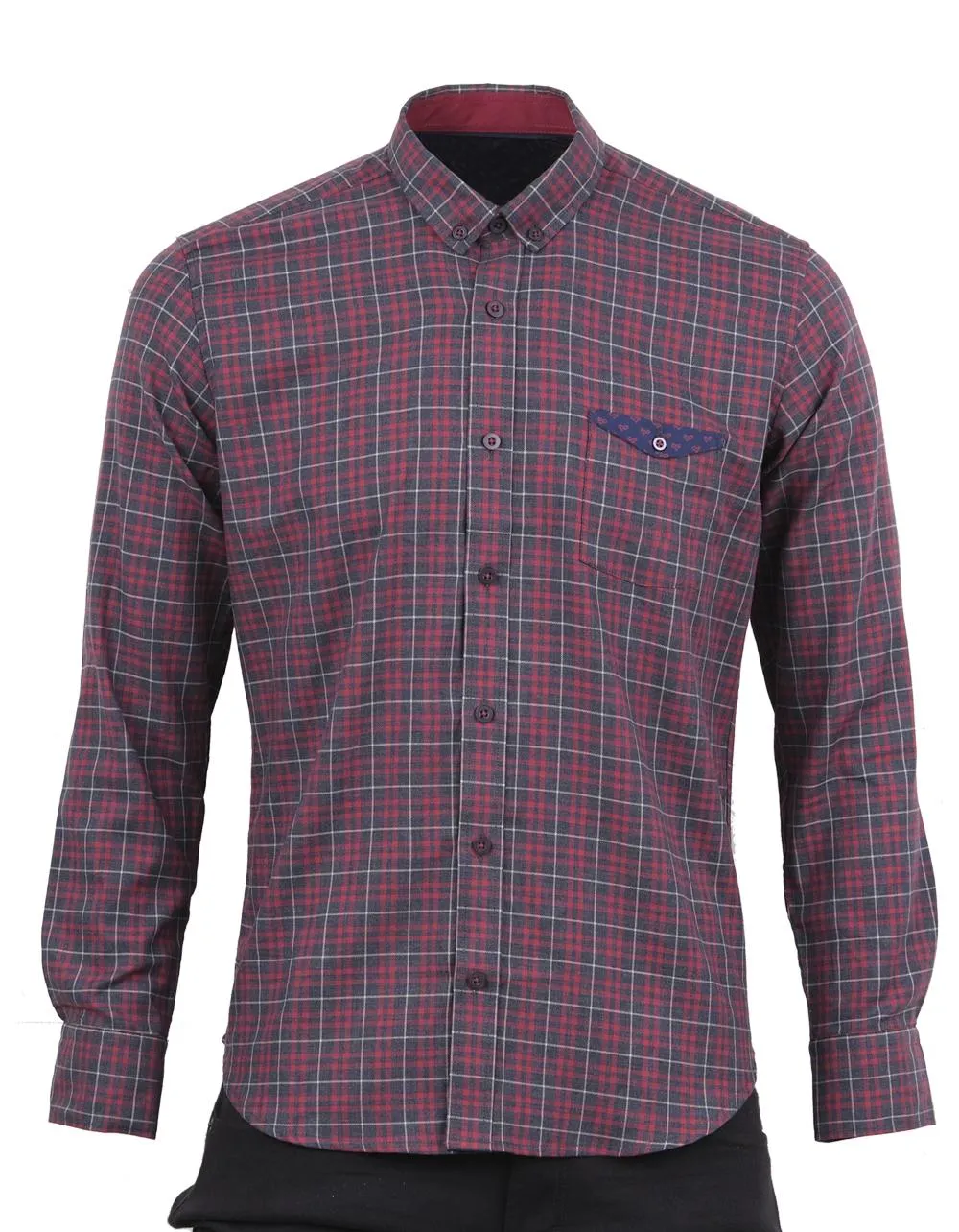 Camisa Manga Larga Cuadros Azules y Rojos – Moldería slim