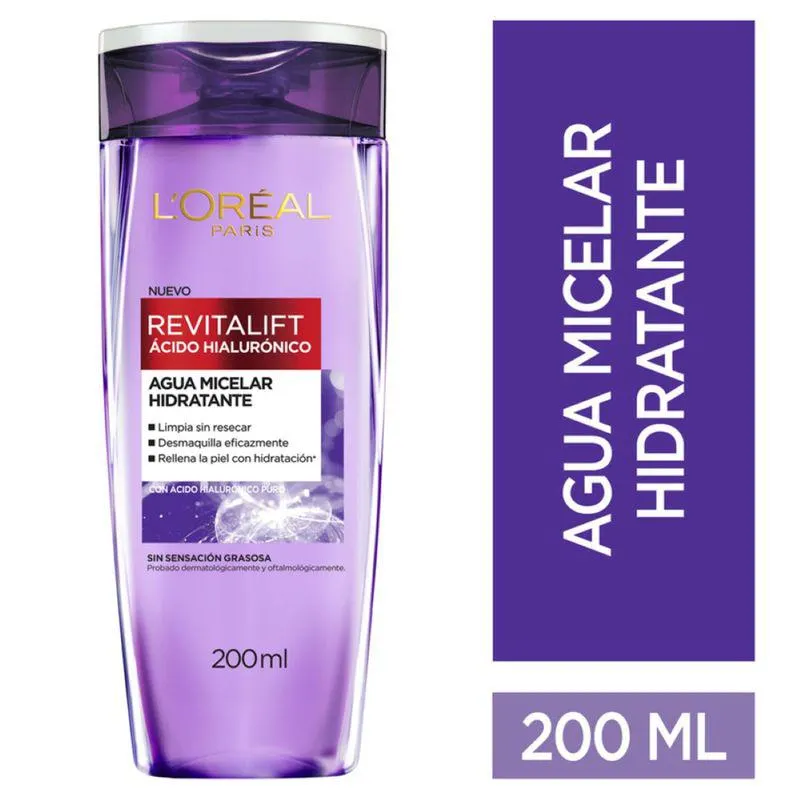 Agua Micelar Hidratante Revitalift Acido Hialuronico Frasco 200 Ml