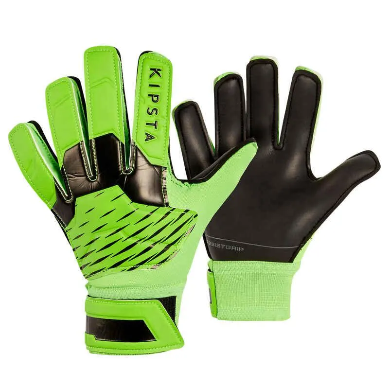 Guantes de Arquero niños Fútbol Kipsta F100 RESIST verde negro