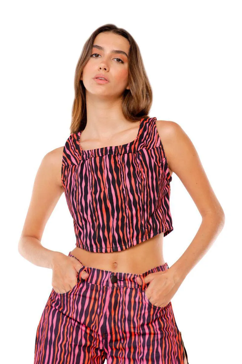 Top Zebra Fucsia para mujer Helenos