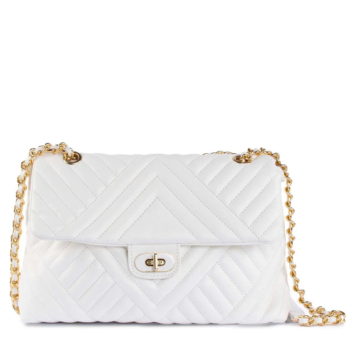 Bolso tipo bandolera con efecto acolchado color blanco