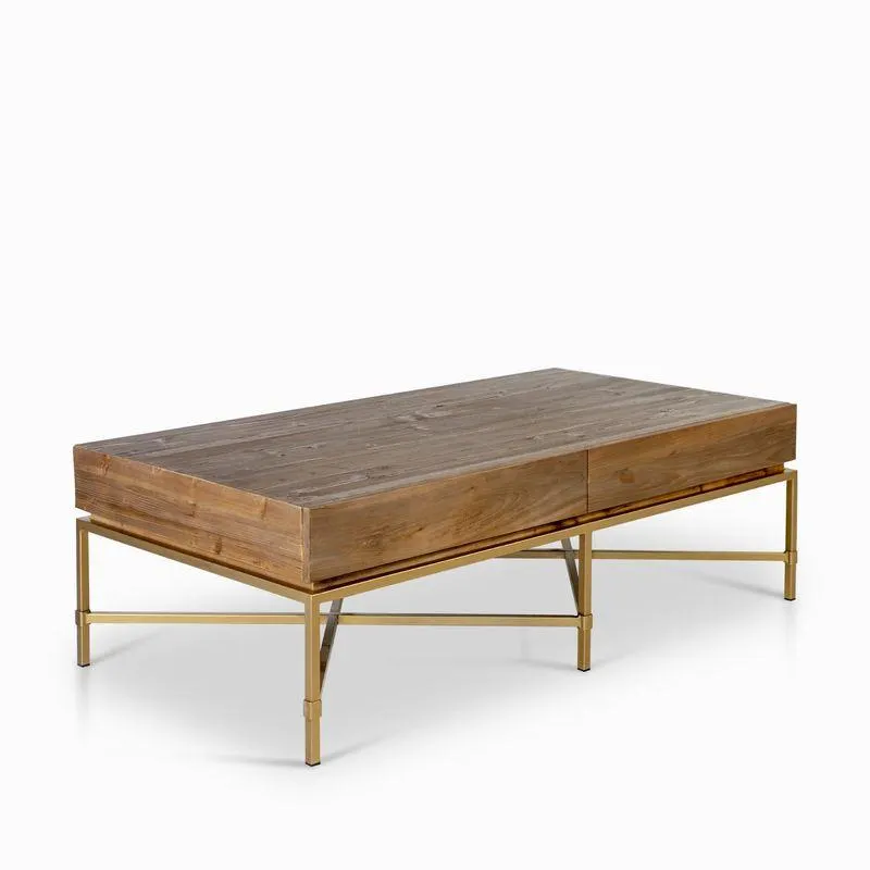 Mesa centro pata x dorada 45x144x75cm