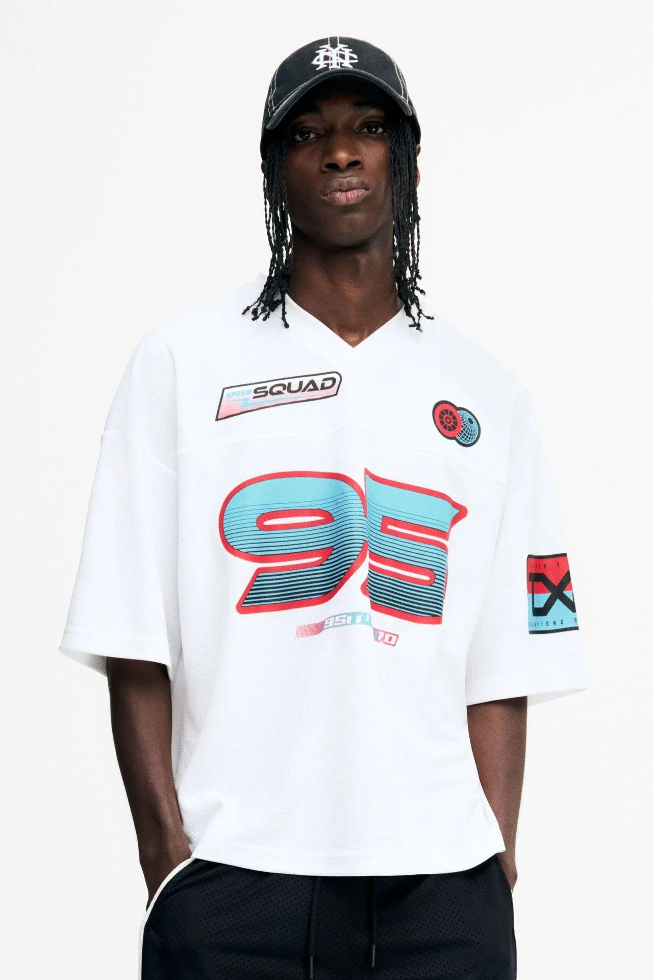 Camiseta en malla con estampado Oversized Fit