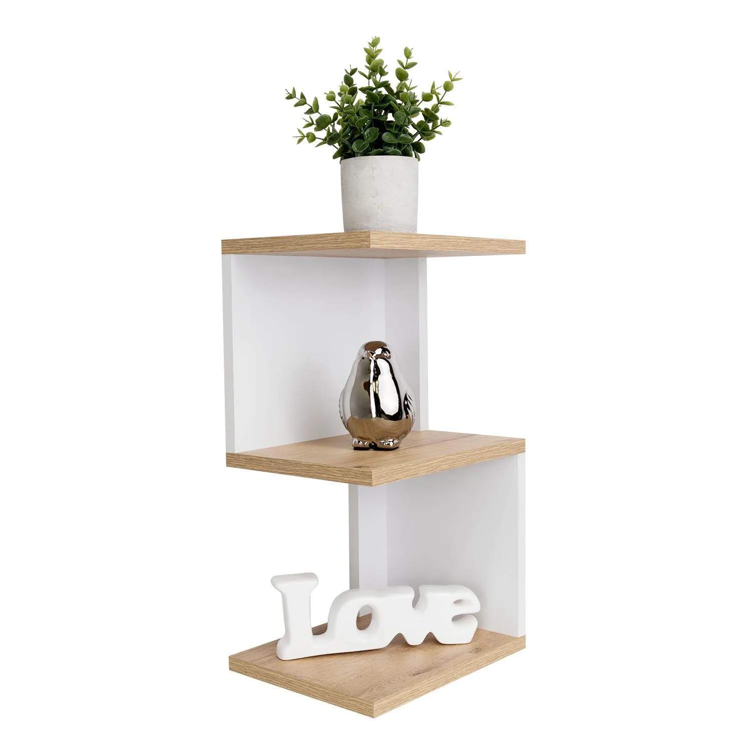 Repisa Esquinera Índigo, Beige y Blanco, con dos entrepaños