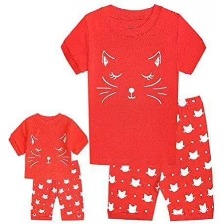 SET PIJAMA NIÑA Y MUÑECA GATITA