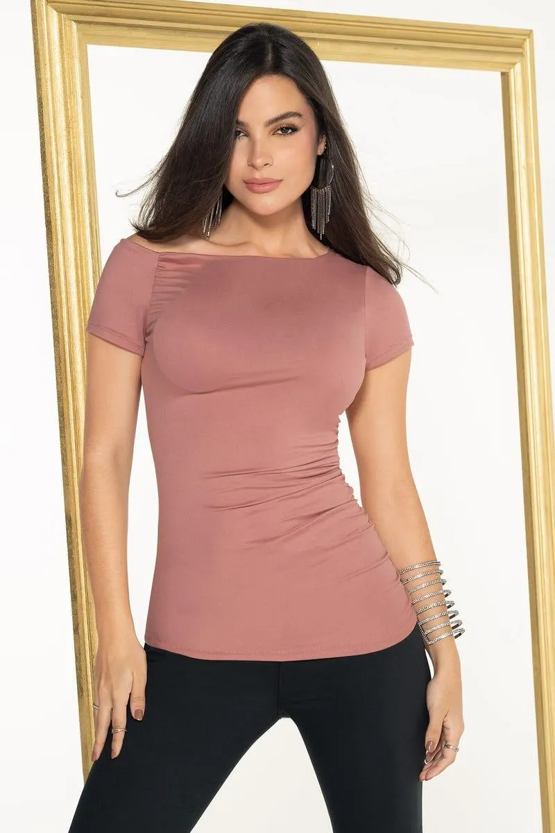 CAMISETA ASIMETRICA Rosado