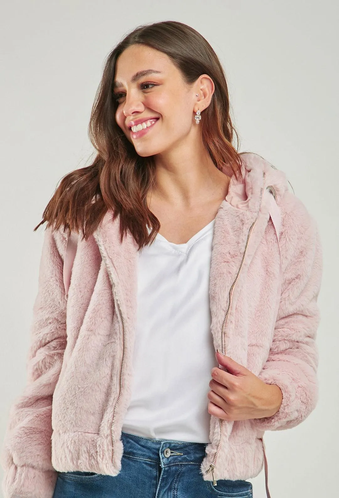 Chaqueta Afelpada con Capota Mujer - SALE