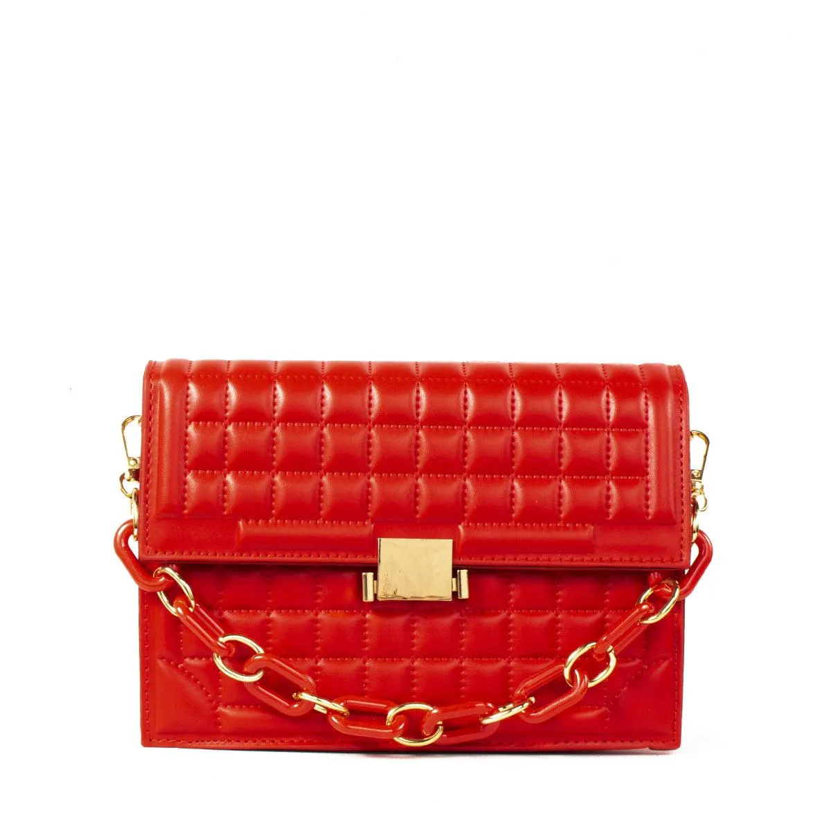 Bolso tipo bandolera color rojo texturizado, para dama