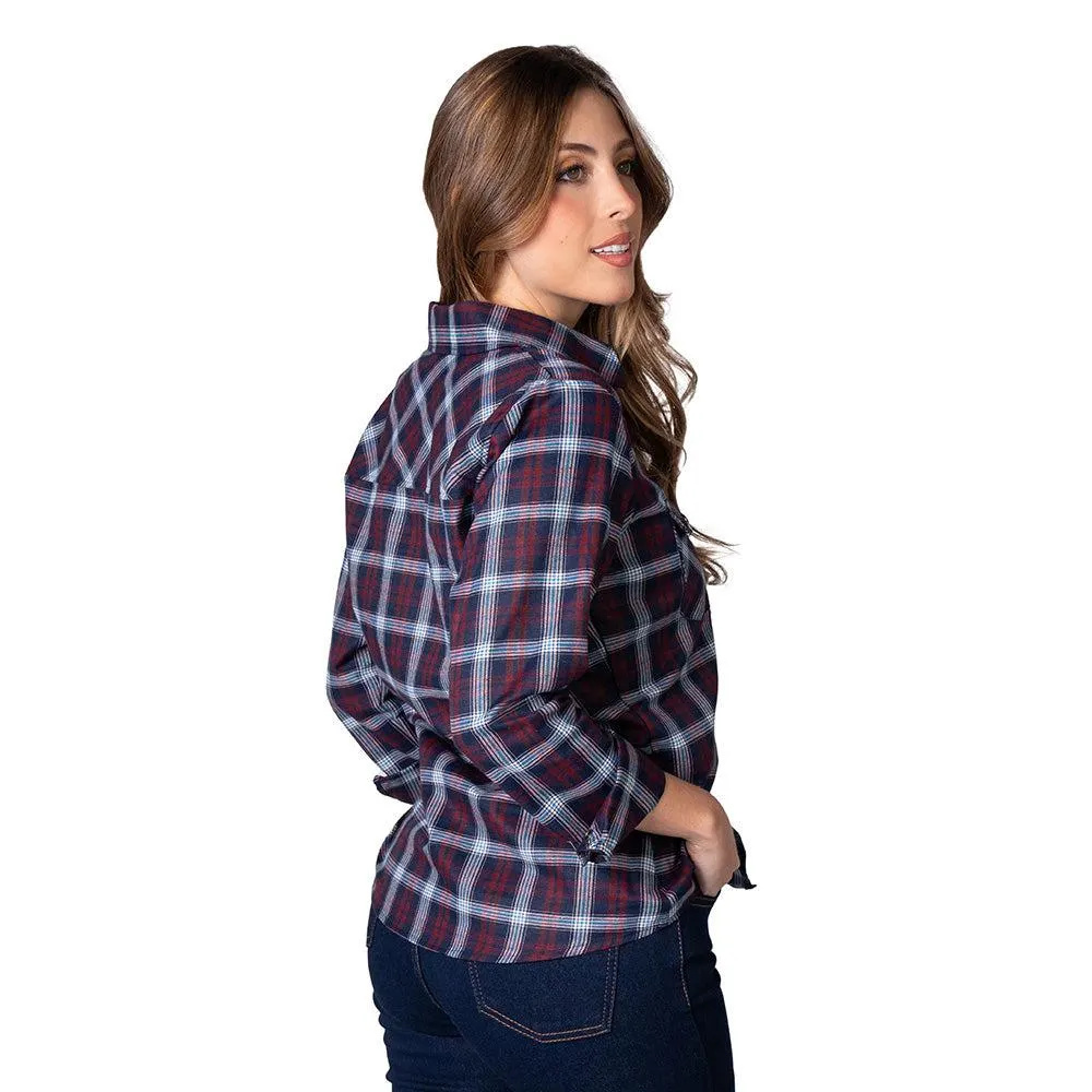 Blusa a Cuadros para Mujer Lec Lee - Vino tinto