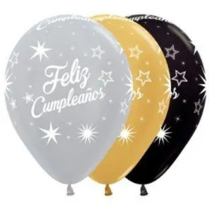 GLOBO DESTELLOS CUMPLEAÑOS SATIN Y METAL SURTIDO SEMPERTEX