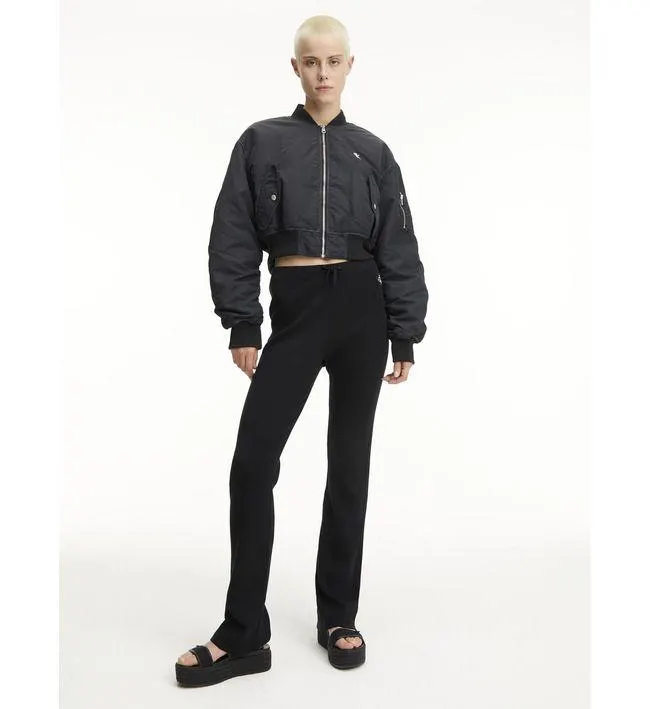 Chaqueta Negro Bomber Ligeramente Acolchada