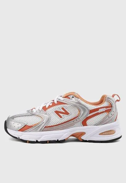 Tenis Lifestyle Blanco-Naranja-Plateado new balance 530