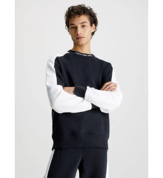 Buzo Color Block Hombre Negro Calvin Klein