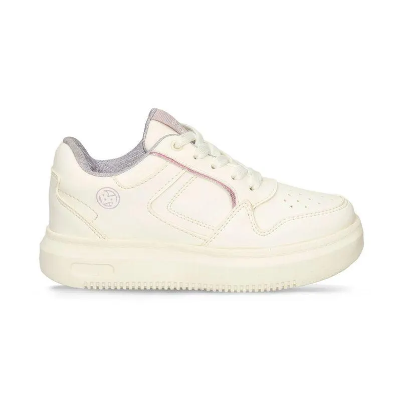 Tenis Casuales Blanco-Lila Bubblegummers Qlara Niña