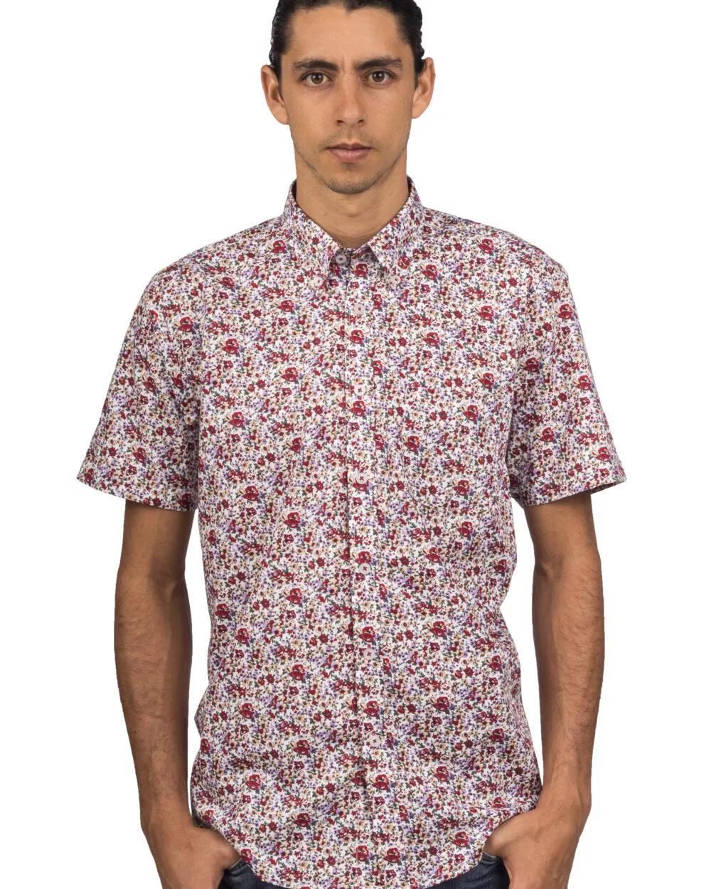 Camisa 100% Algodón Estampado Floral Manga Corta – Moldería informal