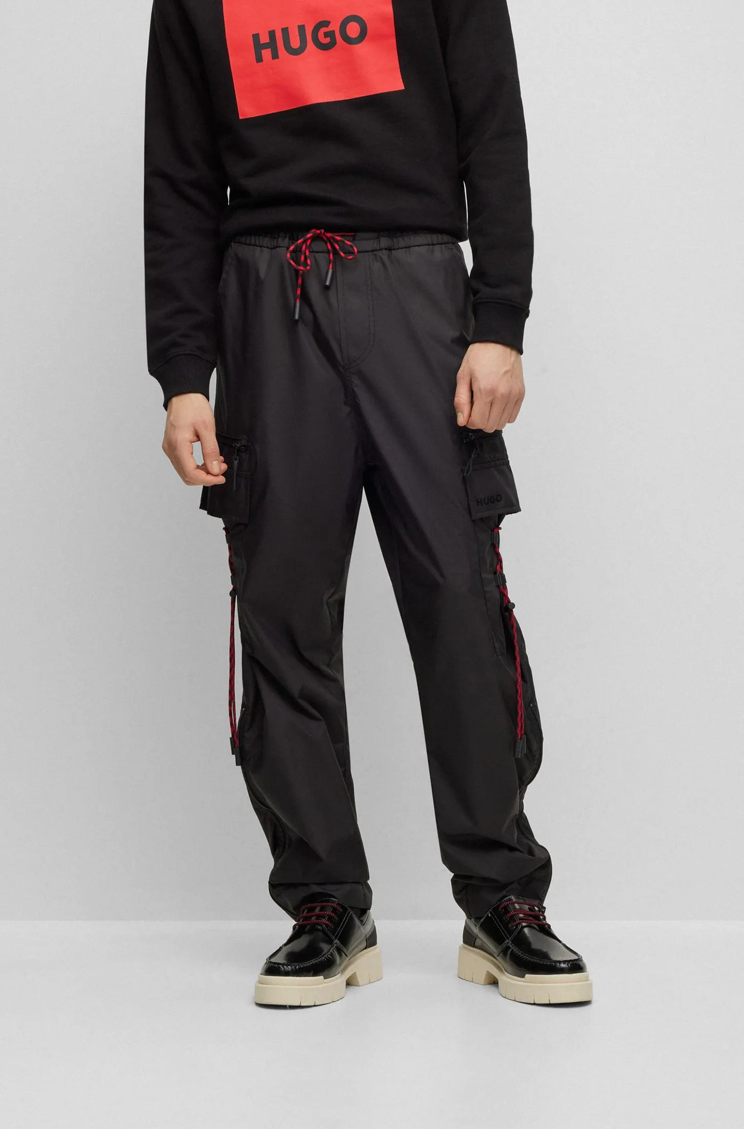 Pantalones Cargo De Tejido Antidesgarros Con Logo Estampado Hombre