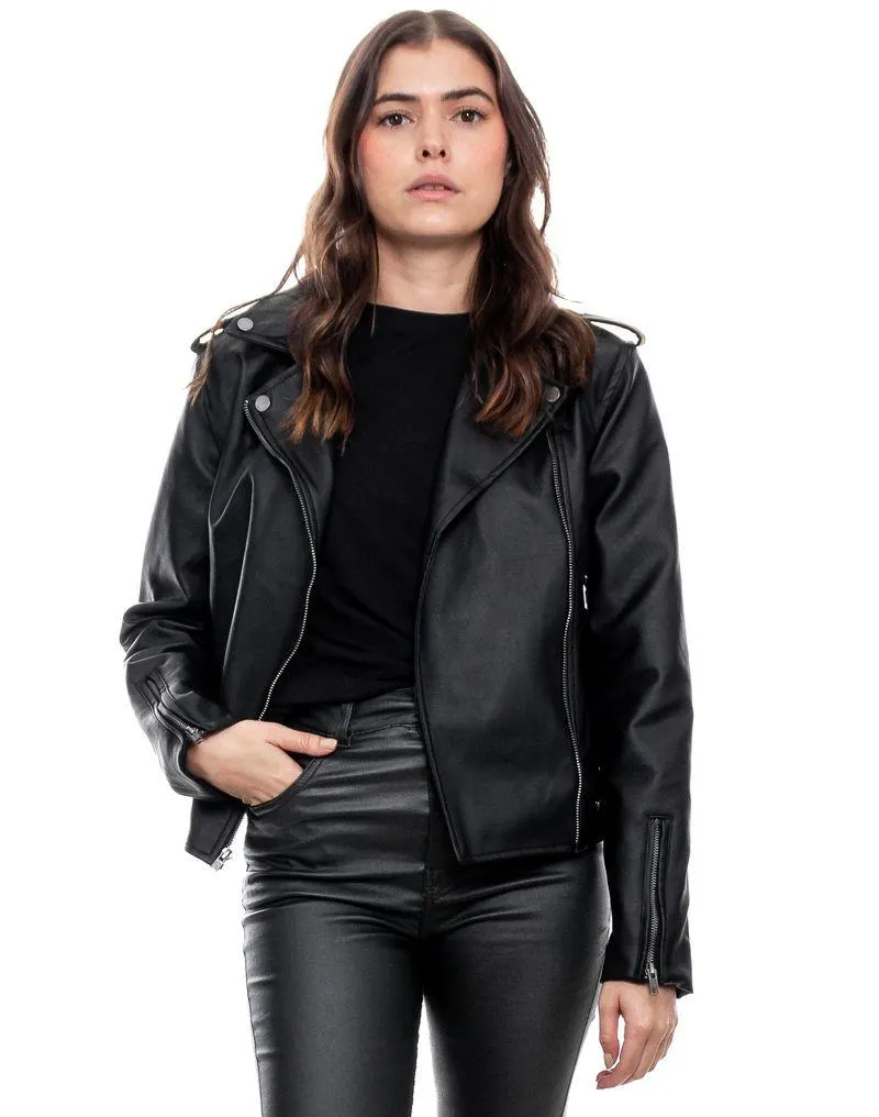 Chaqueta Biker Con Cremalleras Y Broches