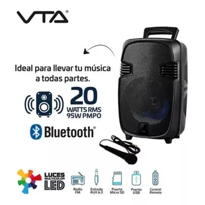 Parlante Recargable. Bluetooh 20 W Rms. Función Karaoke
