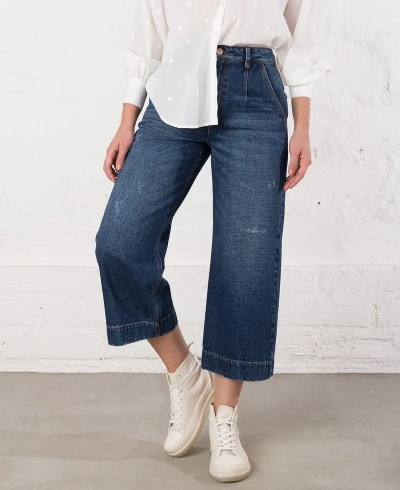 Jean Wide crop oscuro