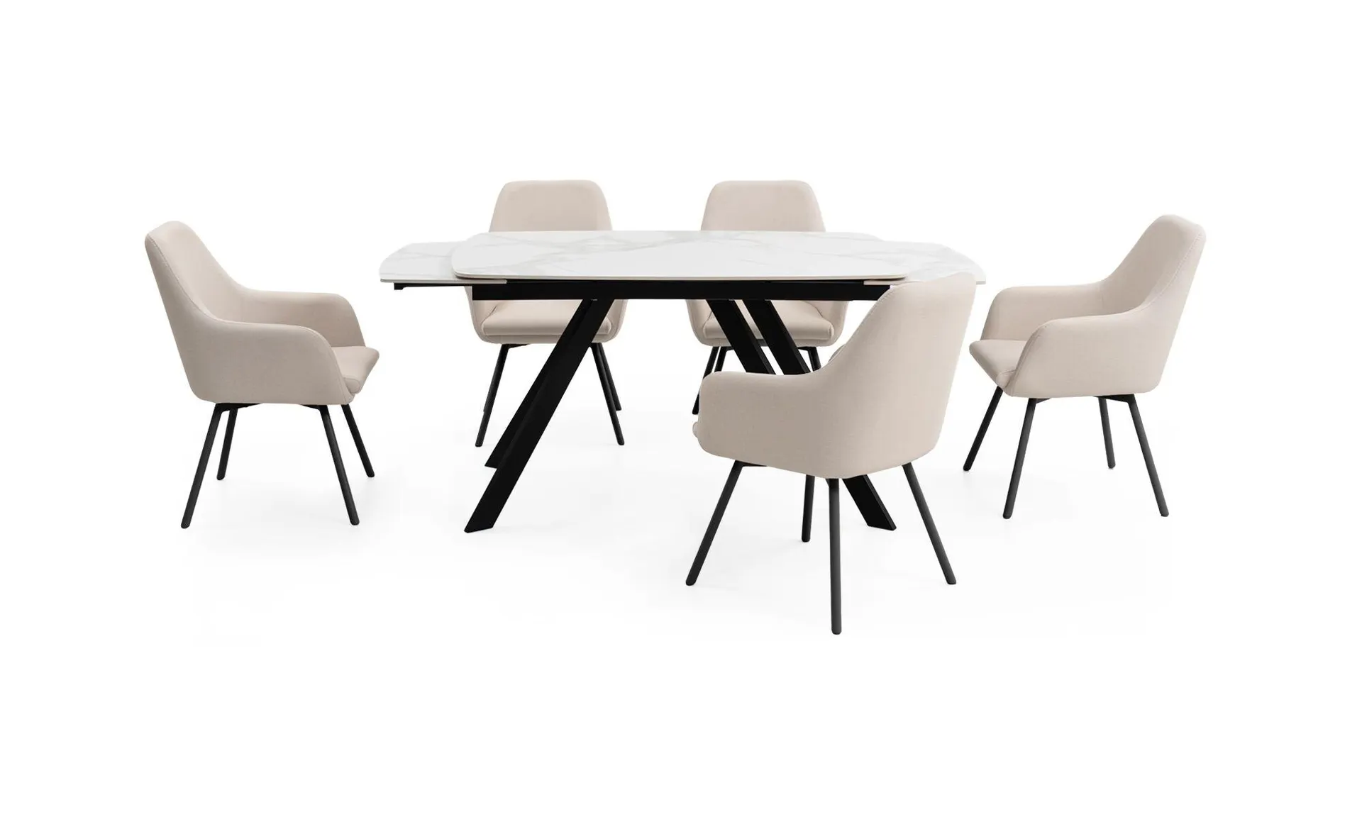 Comedor de Extensión Aston Sinterizado +6 Sillas Turin