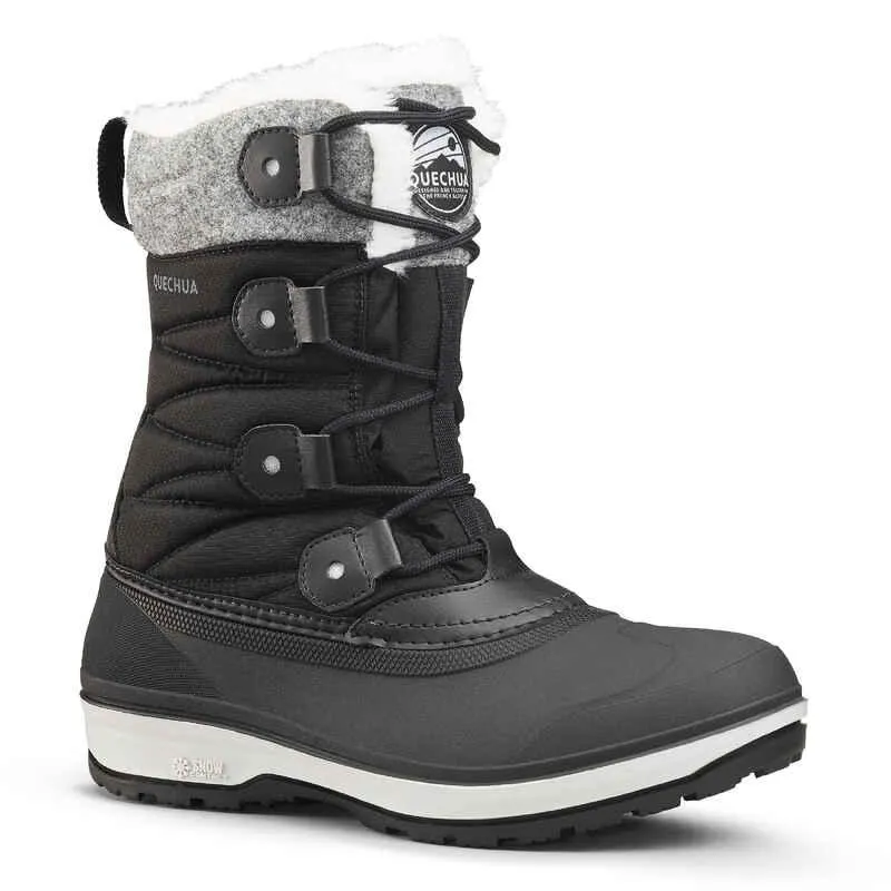 Botas de nieve cálidas impermeables con wader Mujer - SH500 X-WARM Negra