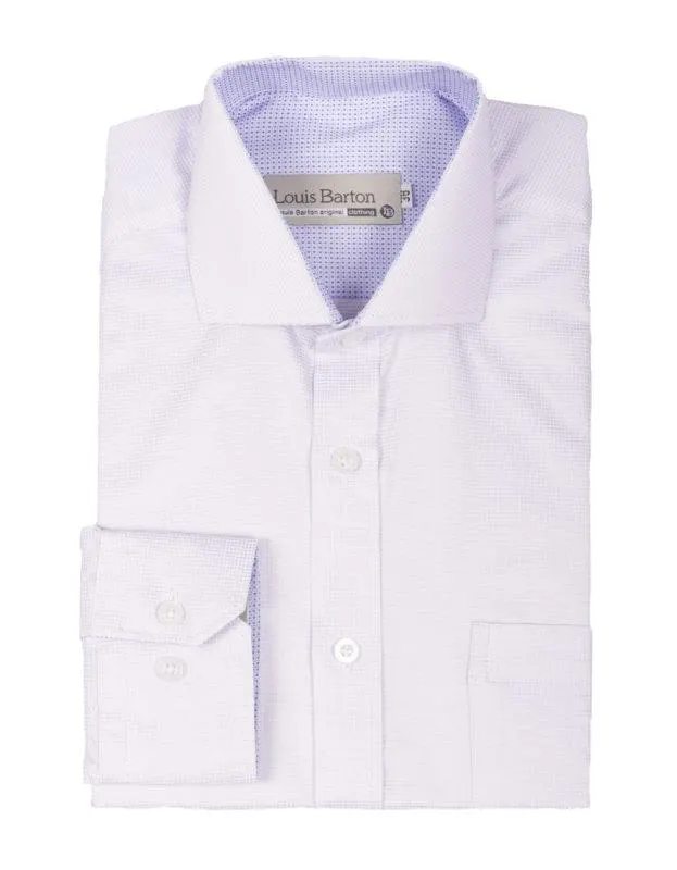 Camisa Manga Larga Lila Claro Textura Cuadros – Moldería slim