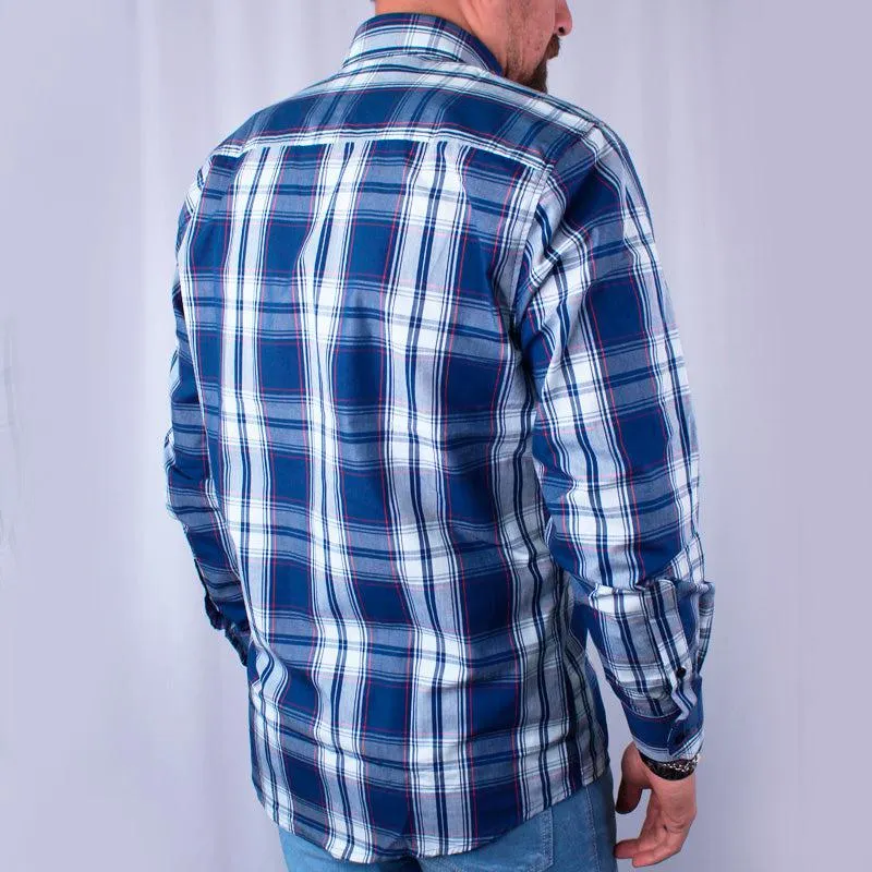 Camisa Hombre Cuadros Lec Lee Azul