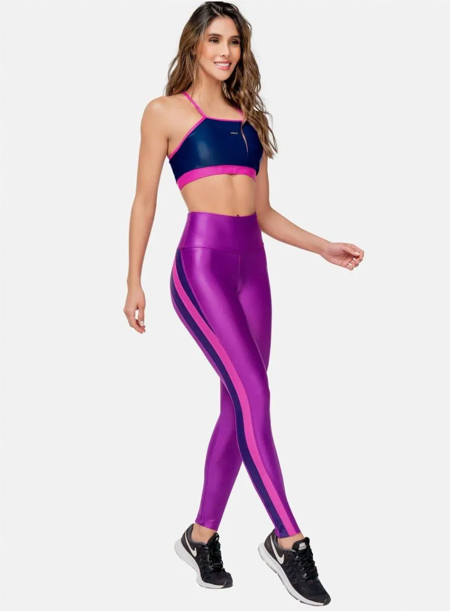 LEGGINS DEPORTIVO MUJER TELA APARIENCIA CUERO CON COMBINADOS TALLA ÚNICA