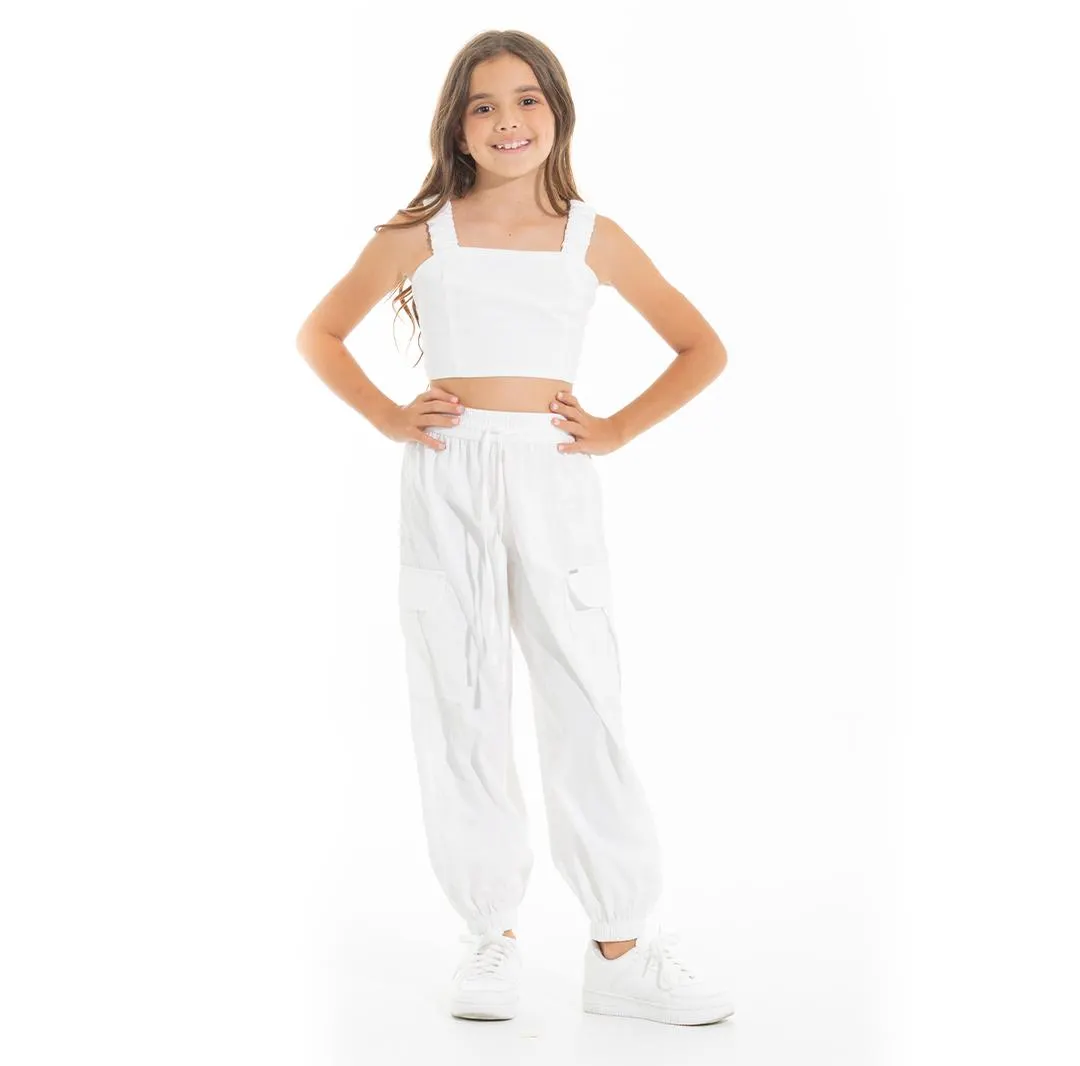 CARGO PANTS WITH TAPERED LEG FOR GIRLS